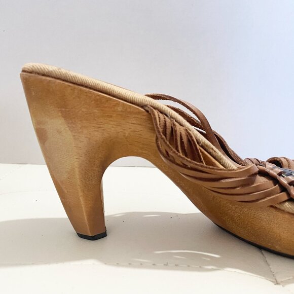 Nine West Women's Platform Y2K VTG Wooded High Heel Sandals Brown Size 10M - Picture 4 of 12